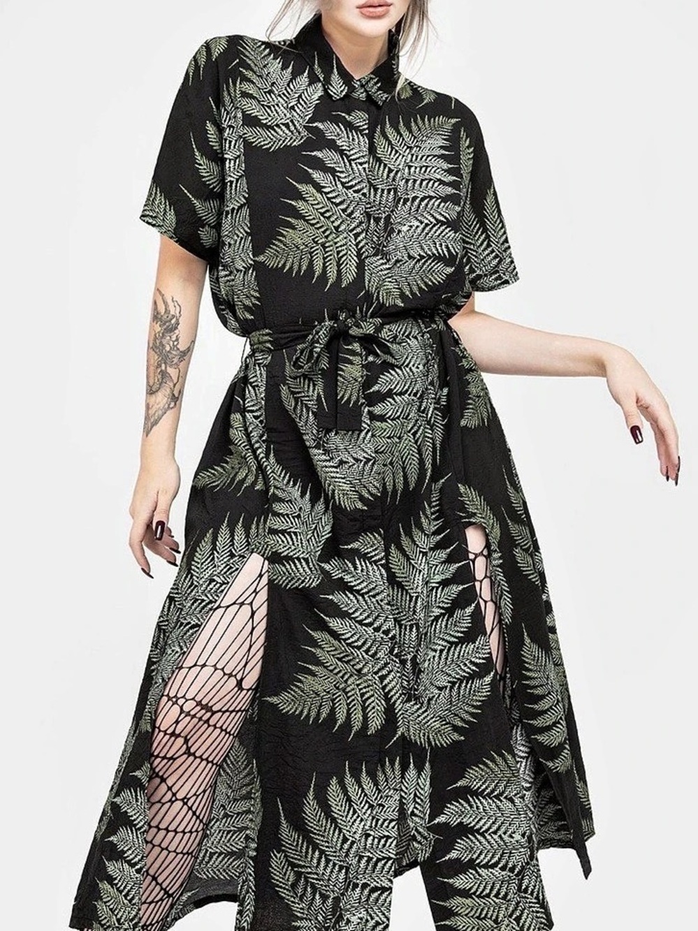 DISTURBIA Fern Print Midi Dress Size US 10 UK 14 EU 42